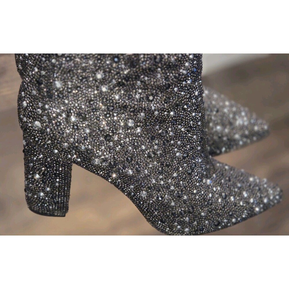 Betsey Johnson Cady Crystal Pavé Booties block heel booties - Size 8 - Picture 3 of 16